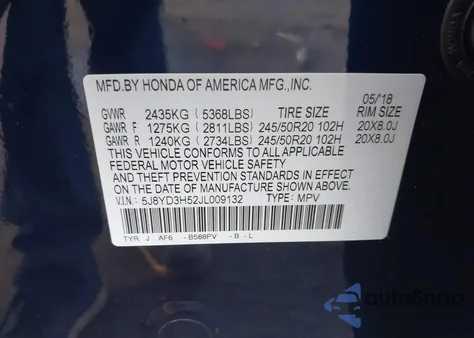 2018 Acura Mdx Technology Package Acurawatch Plus Pkg из США, поврежденный, VIN 5J8YD3H52JL009132